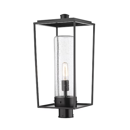 Z-Lite Sheridan 1 Light Outdoor Post Mount Fixture, Black And Seedy 594PHBR-BK